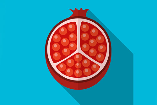 وکتور انار قرمز نصف شده لایه باز و قابل ویرایش مخصوص شب یلدا